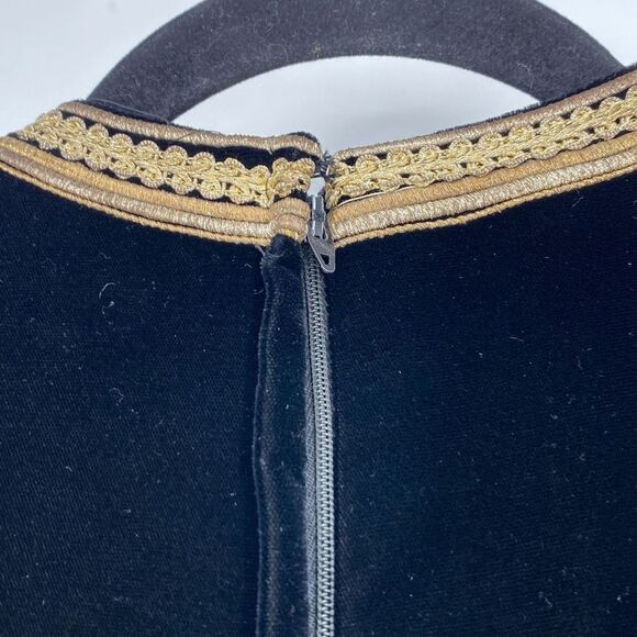Abe Schrader Vintage Velvet Long Sleeve Tunic Dress Gold Embroidery Black Size 8 - Picture 13 of 16